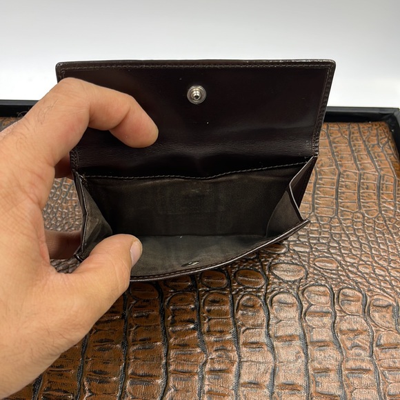 Vintage Prada Y2k Unisex All Leather Dark Espresso Compact Bifold Wallet - Picture 7 of 10